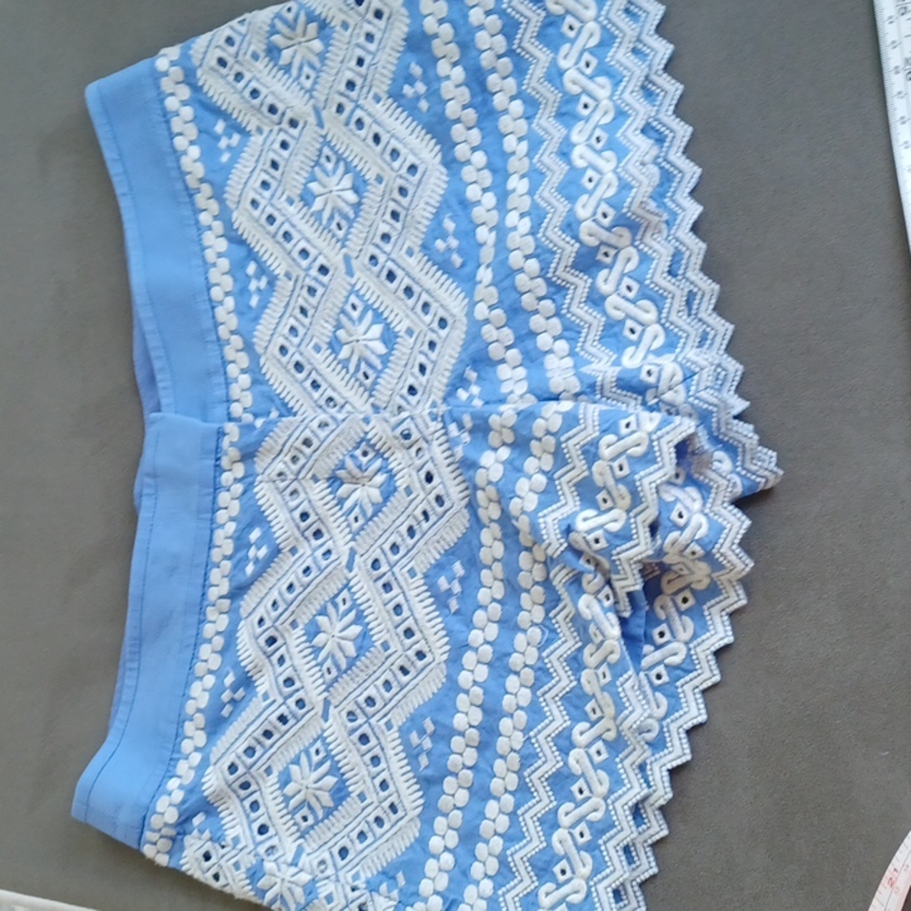 Tory Burch Wedge Blue/Ivory Embroidered 'veronique' Shorts 💫 Size 2